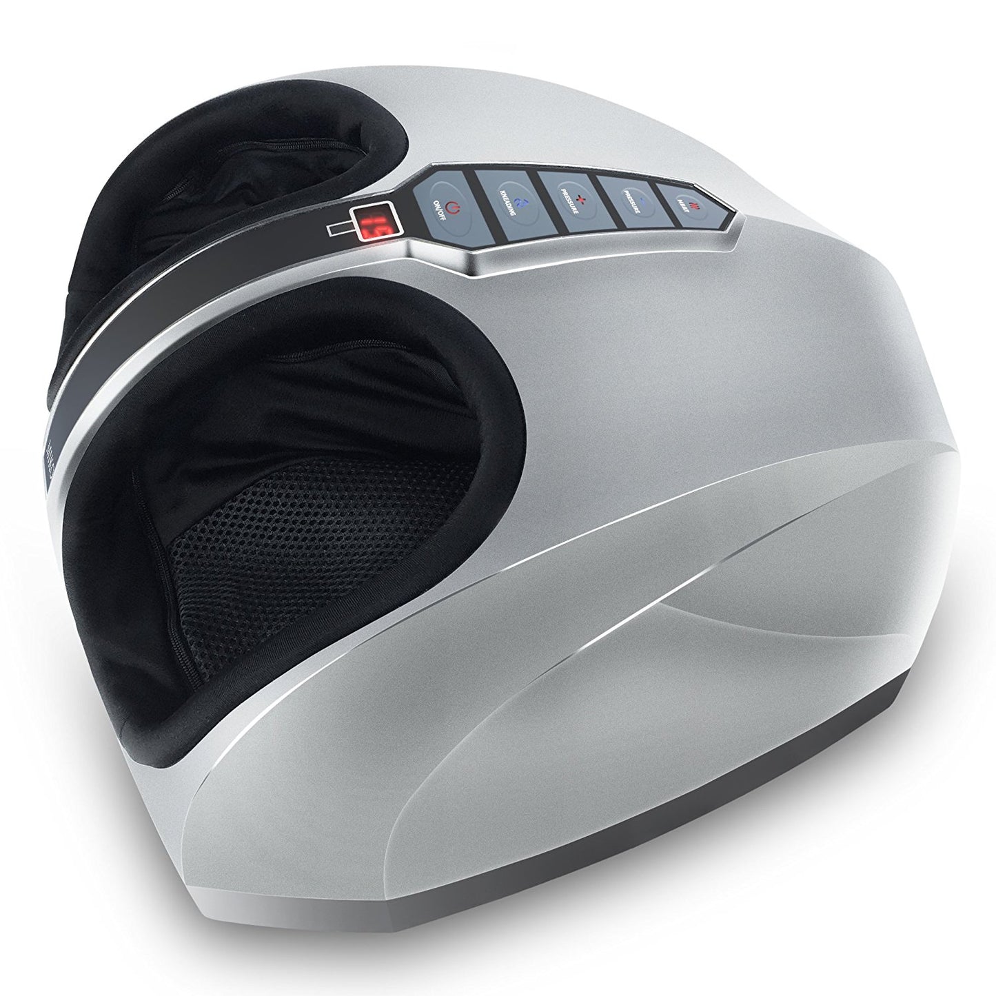 Shiatsu Foot Massager Machine Kneading and Rolling with Heat and Pressure Settings, Silver, Includes 2 Remotes