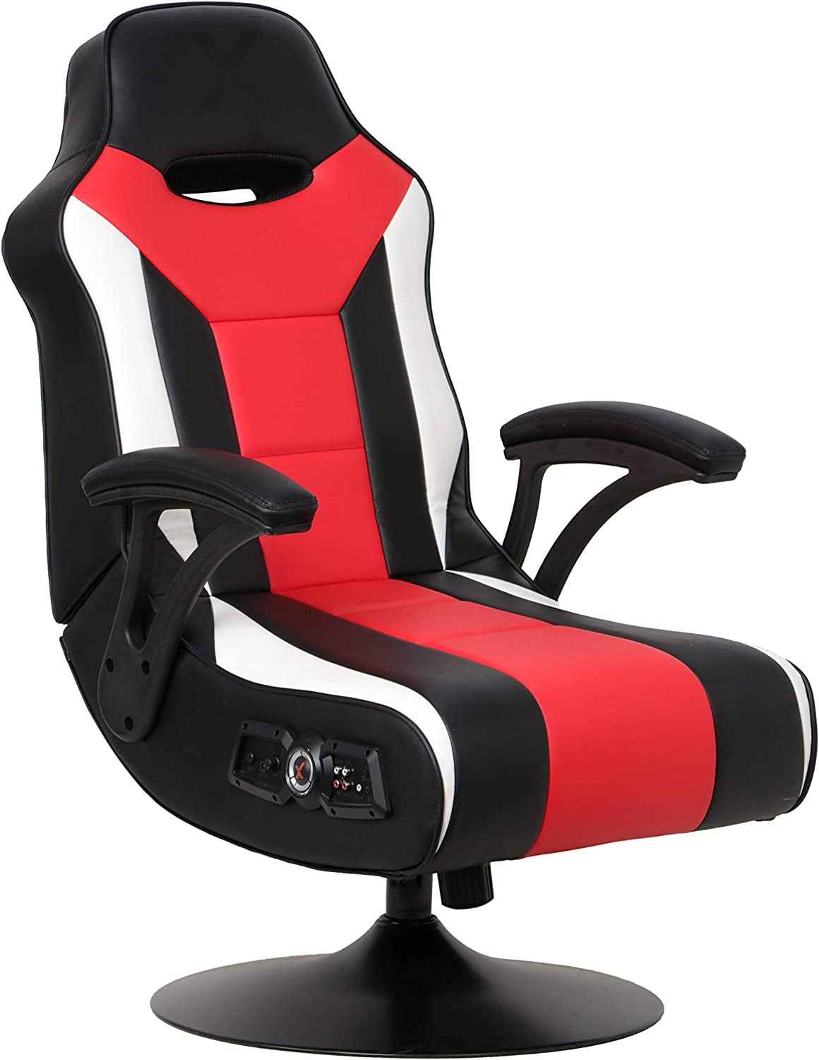 Falcon Pedestal PC Office Gaming Chair, 32" X 25" X 42", Black/Red