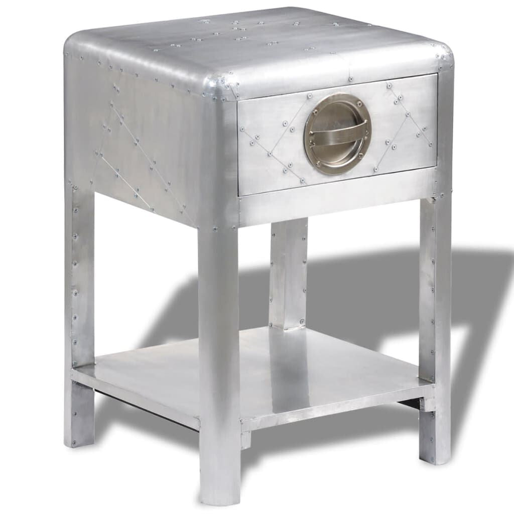 Retro Aviator End Table with 1 Drawer Vintage Aircraft Airman Style