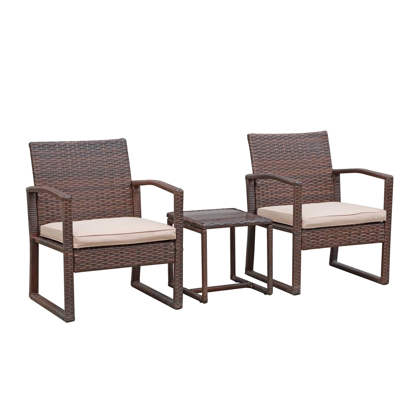 3-Pc. Outdoor Cushioned Wicker Chat Set