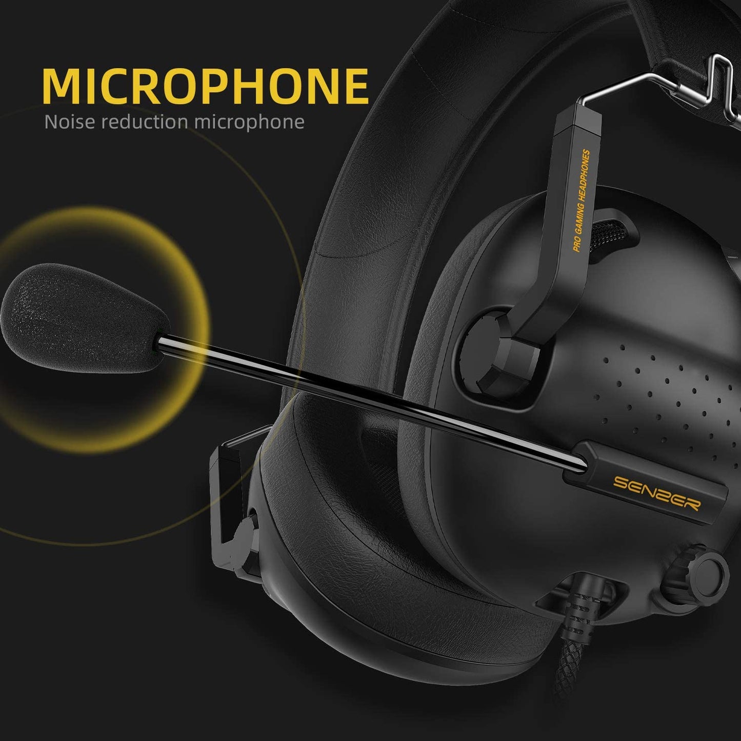 SG500 Surround Sound Pro Gaming Headset with Noise Cancelling Microphone - Detachable Memory Foam Ear Pads - Portable Foldable Headphones for PC, PS4, PS5, Xbox One, Switch