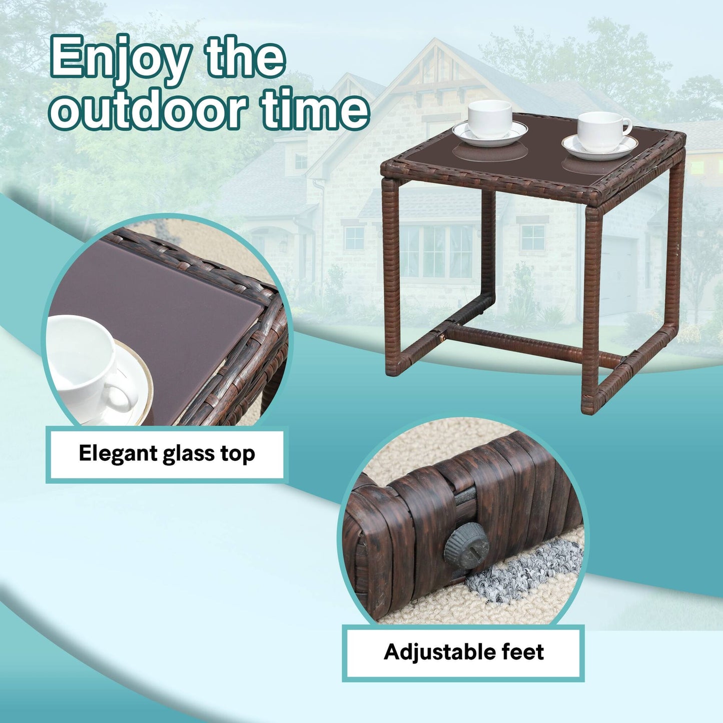 3-Pc. Outdoor Cushioned Wicker Chat Set