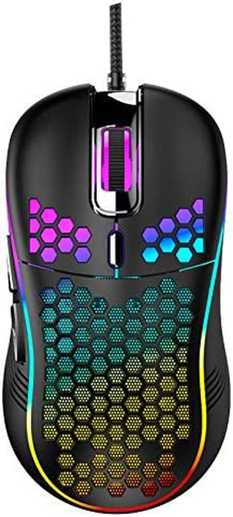 Honeycomb Wired Gaming Mouse, RGB Backlight and 7200 Adjustable DPI, Ergonomic and Lightweight USB Computer Mouse with High Precision Sensor for Windows PC & Laptop Gamers (White)