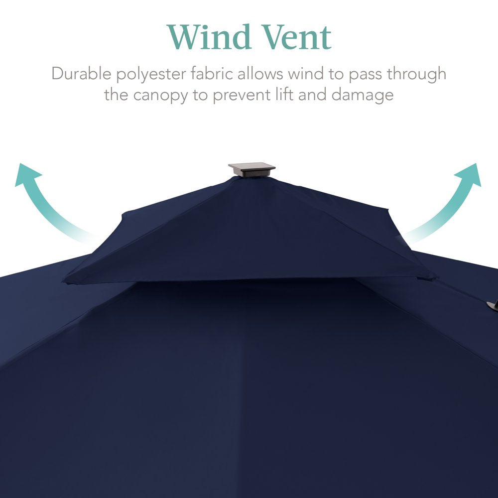 10x10ft 2-Tier Square Outdoor Solar LED Cantilever Patio Umbrella with Base - The Perfect Shade Solution