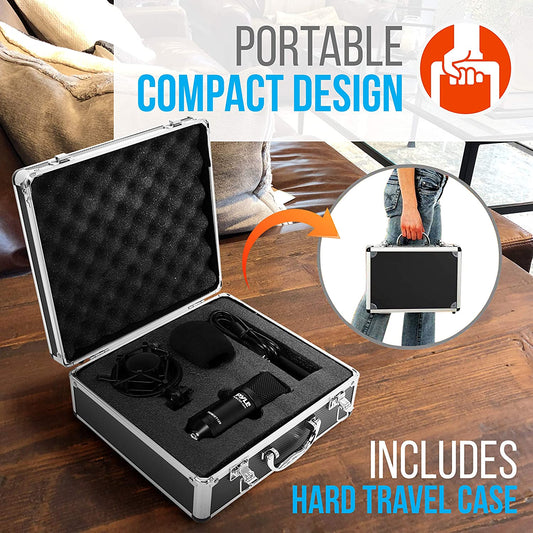 USB Microphone Podcast Recording Kit - Audio Cardioid Condenser Mic W/Desktop Stand and Pop Filter - for Gaming PS4, Streaming, Podcasting, Studio, Youtube, Works W/Windows Mac PC - PDMIKT120