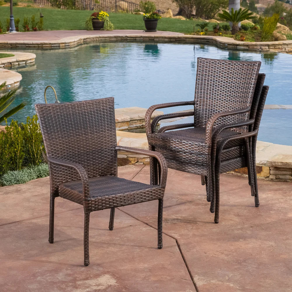 Benhill Outdoor Contemporary Wicker Stacking Chairs (Set of 4) by