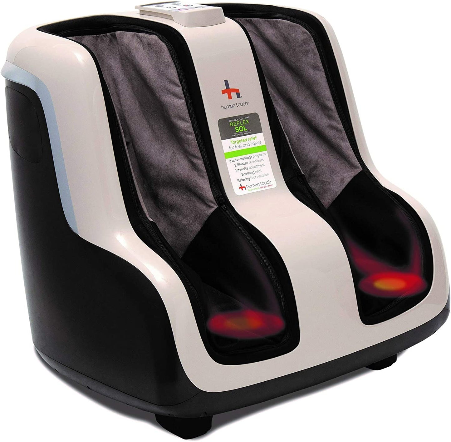 Reflex SOL Foot & Calf Massager W/ Heat - Plantar Fasciitis Relief + Circulation + Shiatsu Deep Kneading + Vibrating for Stress + Compression - Adjustable for Women and Men up to Size 12