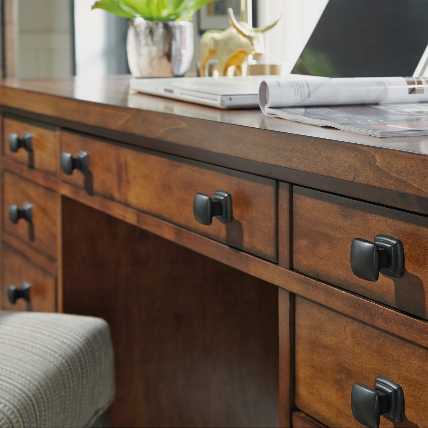 Aged Maple Executive Pedestal Desk
