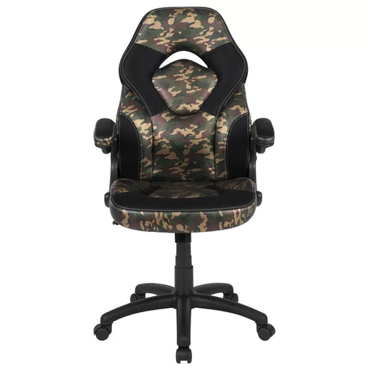 High Back Racing Style Ergonomic Gaming Chair with Flip-Up Arms, Black Leathersoft