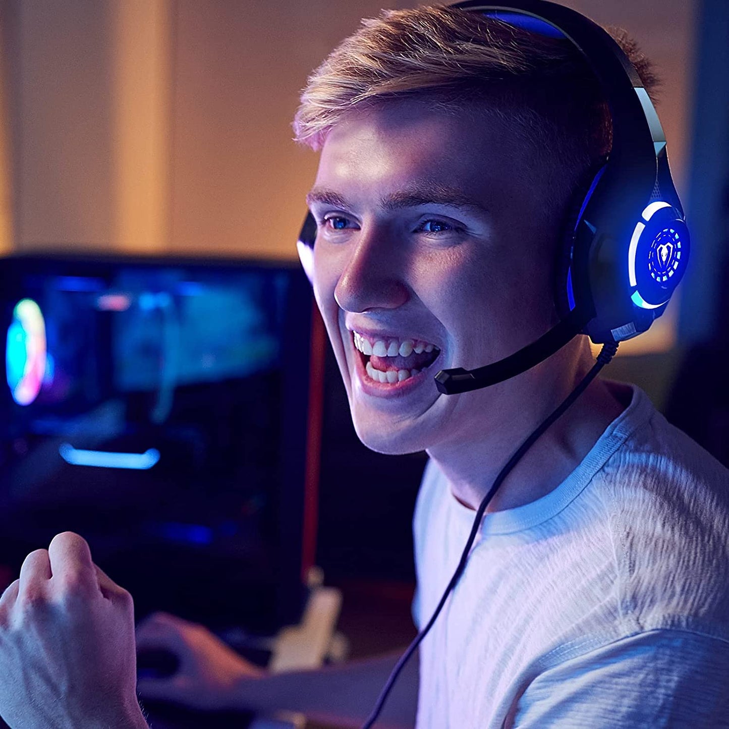 Gaming Headset for PS4 PS5 Xbox One Switch PC with Noise Canceling Mic, Deep Bass Stereo Sound
