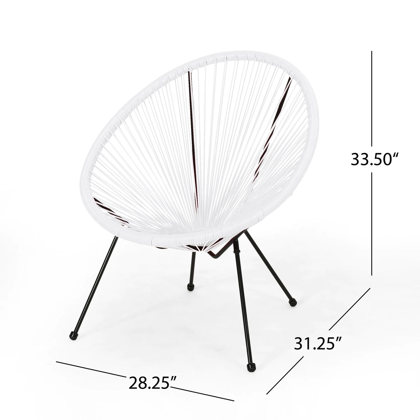 Anson Outdoor Steel Chairs W/ Hammock Rattan Seating (Set of 2) by