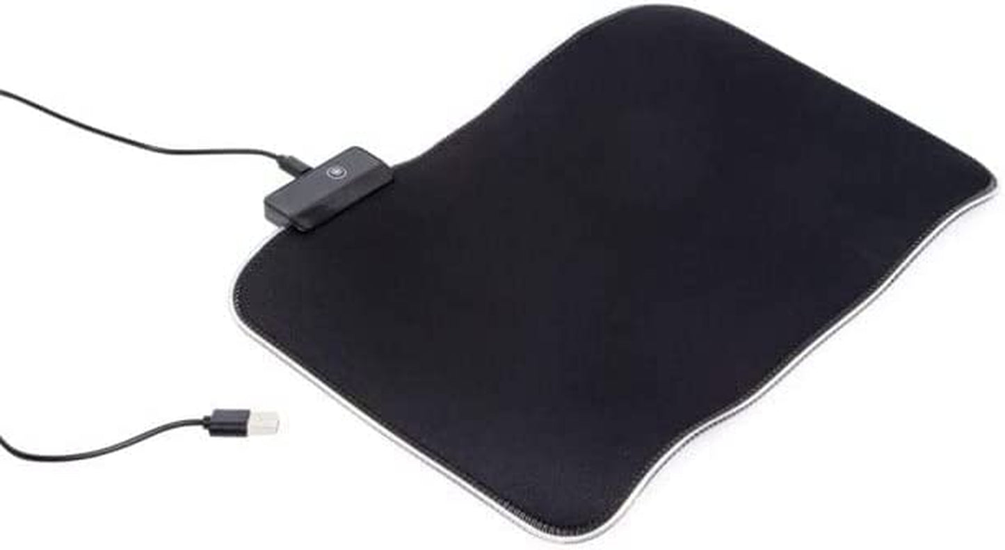 LED USB Cable Gaming Mouse Pad 12 Lighting Modes, Size: 13 X 10 Inch - RGB Mousepad Led Mouse Pad - anti Slip Rubber - Black
