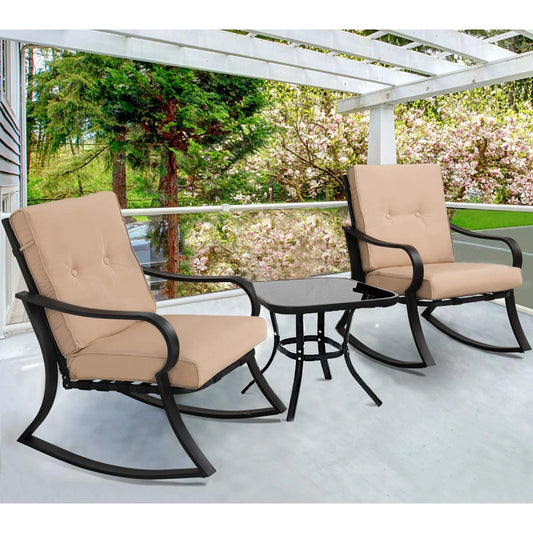 Metal Outdoor 3-Piece Rocking Bistro Set