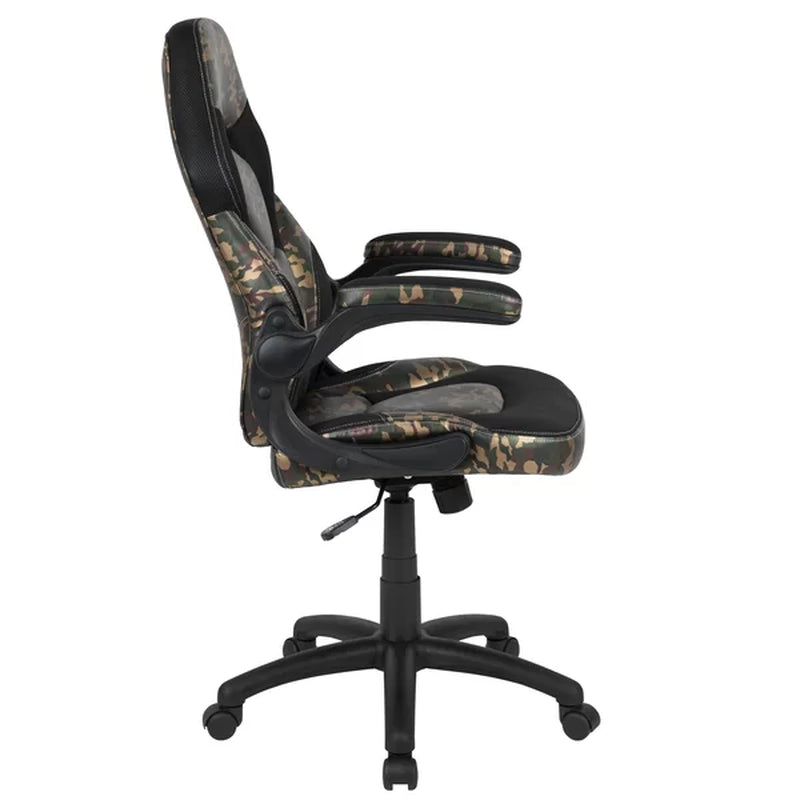 High Back Racing Style Ergonomic Gaming Chair with Flip-Up Arms, Black Leathersoft