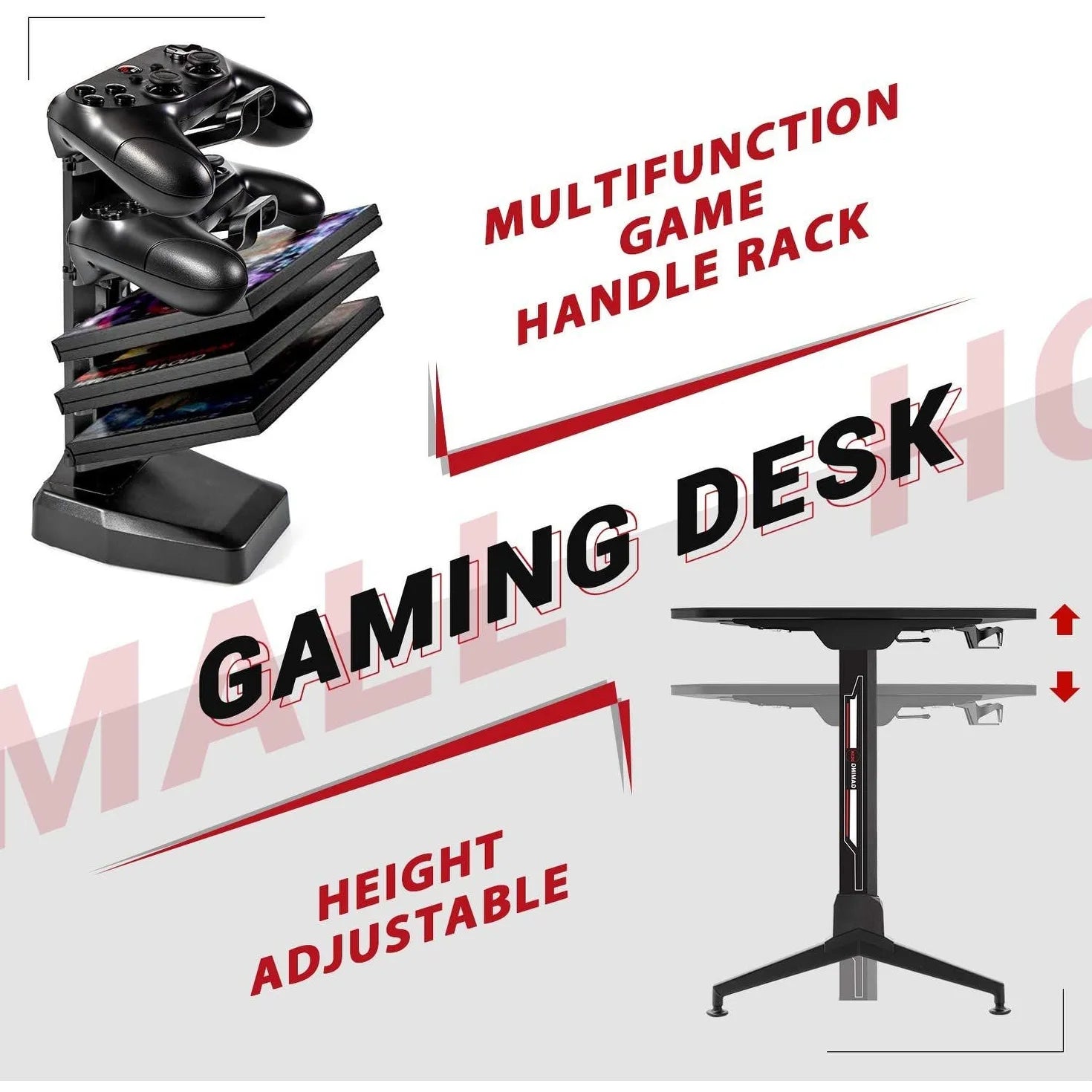 Height Adjustable Gaming Desk 63 Inch T Shape Pc Computer Desk Office Worksation