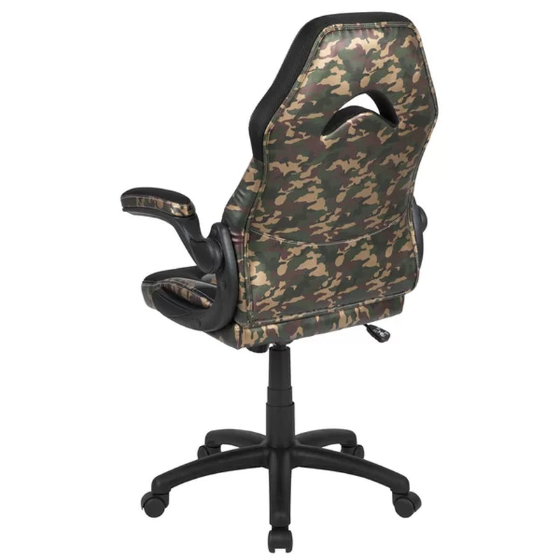 High Back Racing Style Ergonomic Gaming Chair with Flip-Up Arms, Black Leathersoft