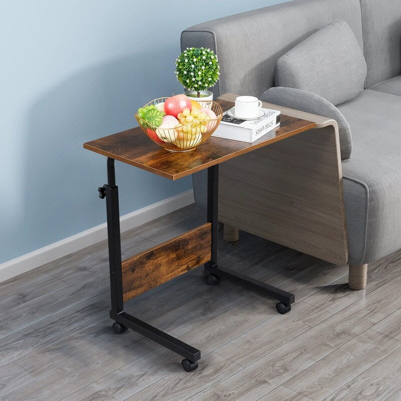 Height Adjustable Chipboard & Steel Side Table with Baffle