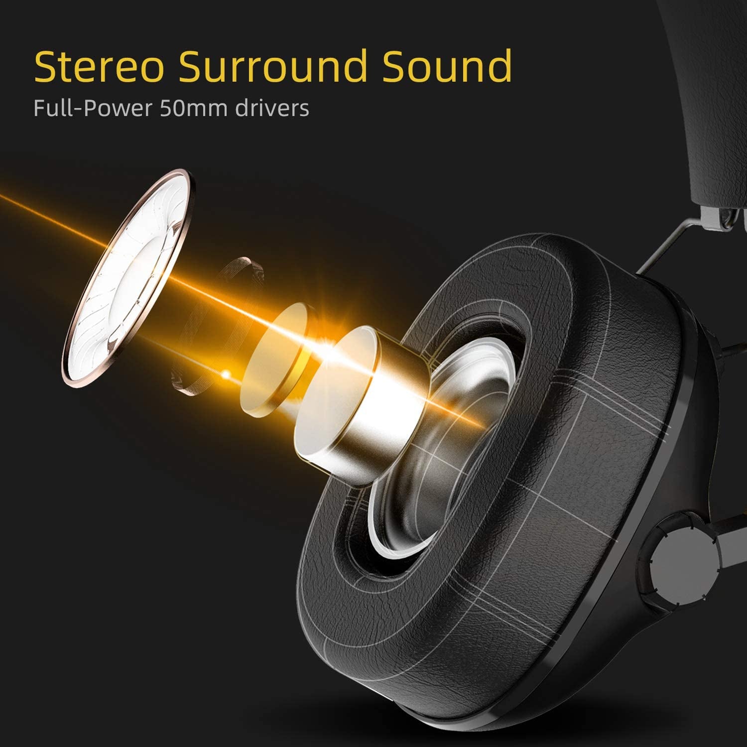 SG500 Surround Sound Pro Gaming Headset with Noise Cancelling Microphone - Detachable Memory Foam Ear Pads - Portable Foldable Headphones for PC, PS4, PS5, Xbox One, Switch