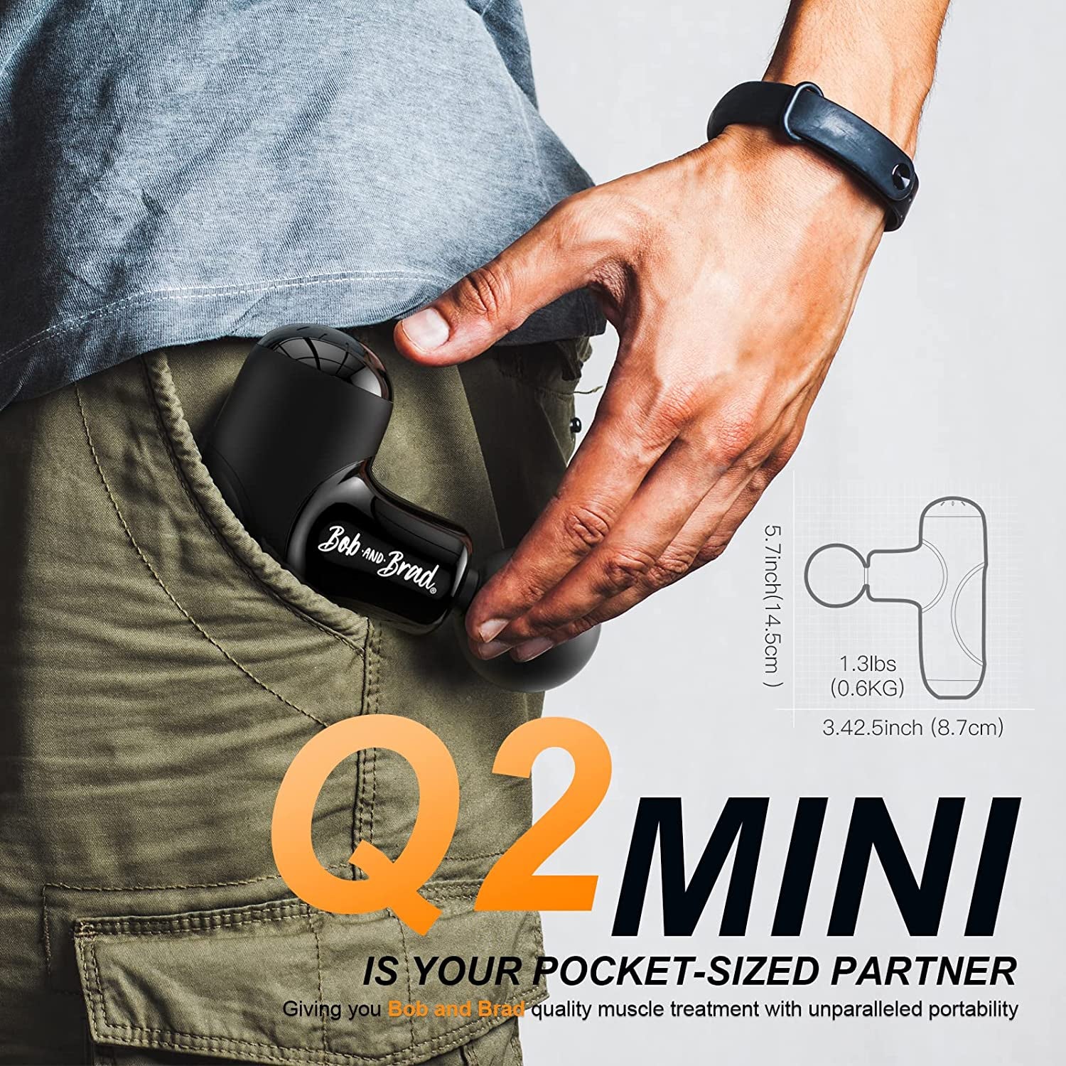 Q2 Mini Massage Gun, Pocket-Sized Deep Tissue Massager Gun, Portable Percussion Muscle Massager Gun, Ultra Small & Quiet Muscle Massage Gun with Carry Case for on the Go Usage