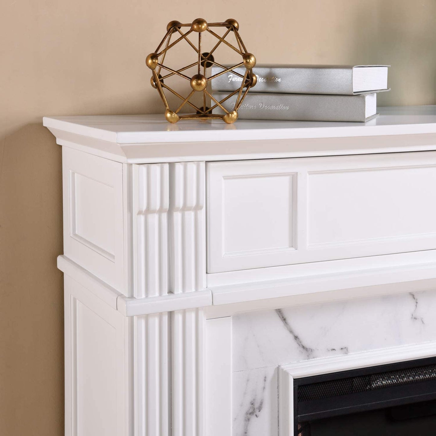 HG Homes Faux Marble Electric Media Fireplace