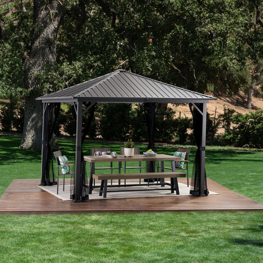Pablo 10-Foot Square Hardtop Aluminum Gazebo by