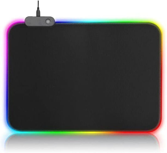 LED USB Cable Gaming Mouse Pad 12 Lighting Modes, Size: 13 X 10 Inch - RGB Mousepad Led Mouse Pad - anti Slip Rubber - Black