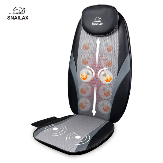 Shiatsu Back Massager with Heat, Massage Chair Pad, Massage Cushion with Gel Kneading Nodes for Back Pain, Vibration Seating Massager, Gift for Men and Women, Home Office Chair Use Black
