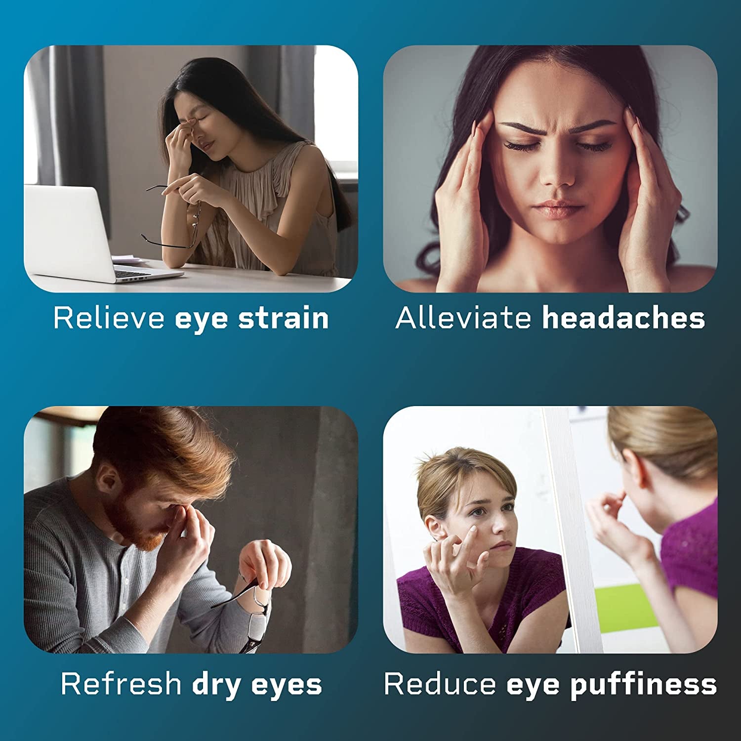 Eye Massager - Headache Relief Device - Smart Eye Massager for Migraines with Heat, Vibration and Bluetooth Music (Gray)