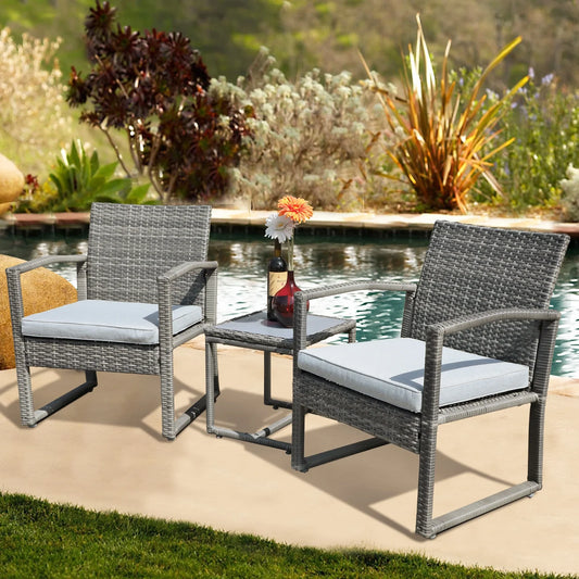 3-Pc. Outdoor Cushioned Wicker Chat Set