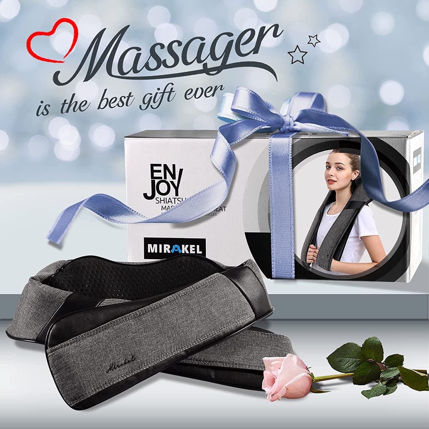 Back Massager Neck Massager with Heat, Neck and Back Massager, Shiatsu Shoulder Massager Gifts for Neck, Back, Muscle Pain Relief, Presents Idea for Thanksgiving, Christmas, Fathers Day, Mothers Day