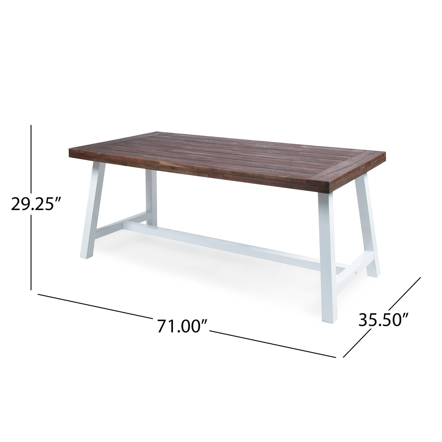 Linden Outdoor 6 Piece Rustic Iron and Acacia Wood Dining Set by