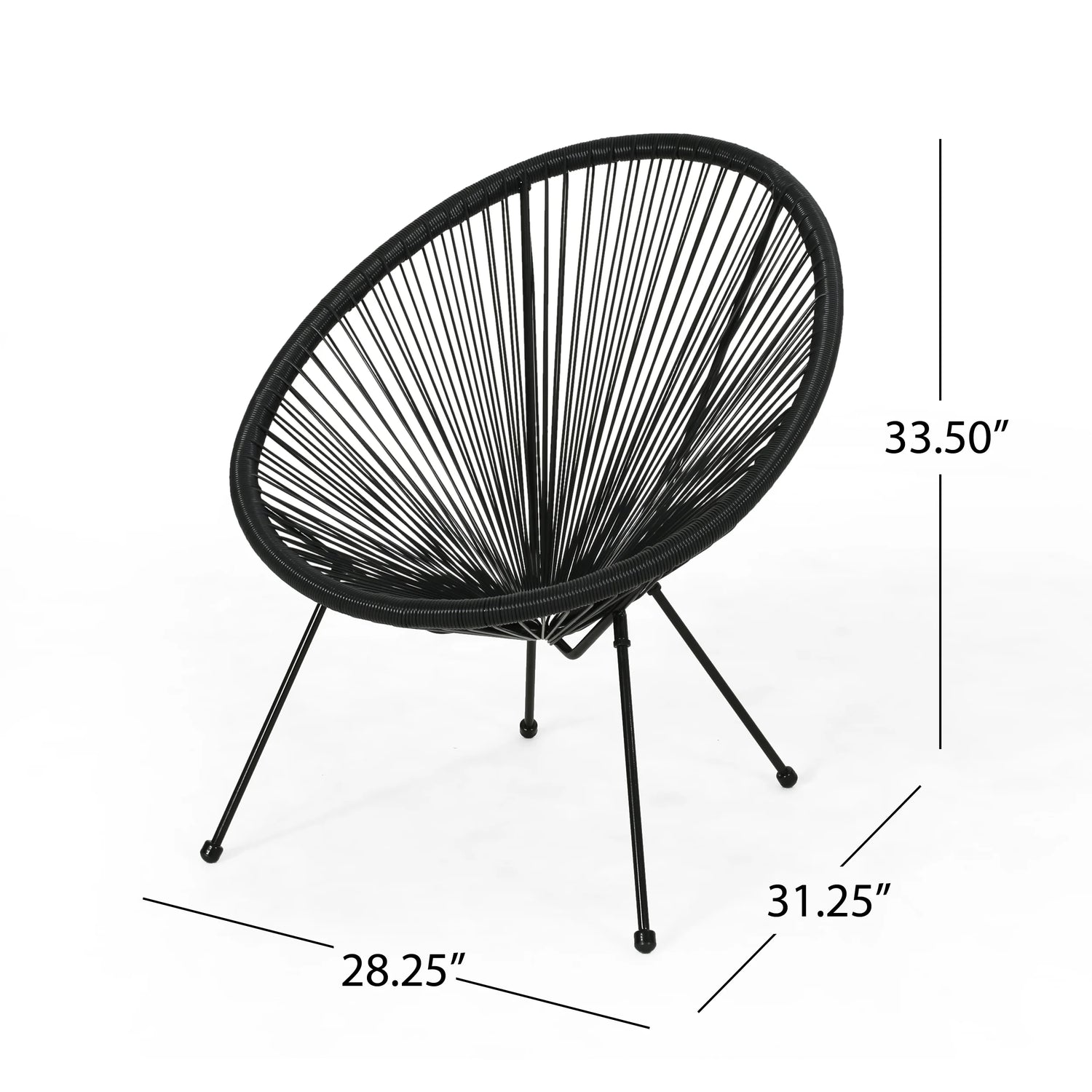 Anson Outdoor Steel Chairs W/ Hammock Rattan Seating (Set of 2) by