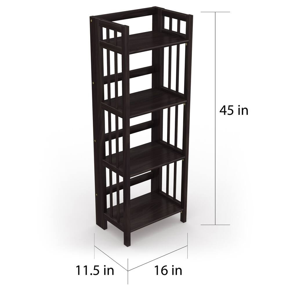 No Assembly Folding Four Shelf Bookcase (16 Inches Wide)