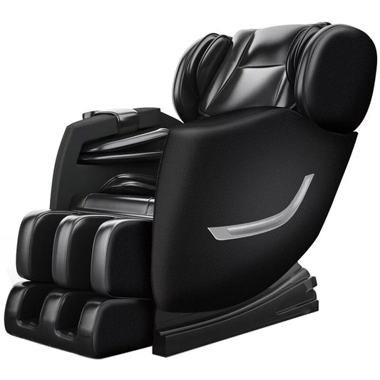 Full Body Electric Zero Gravity Shiatsu Massage Chair with Bluetooth Heating and Foot Roller for Home and Office, Black