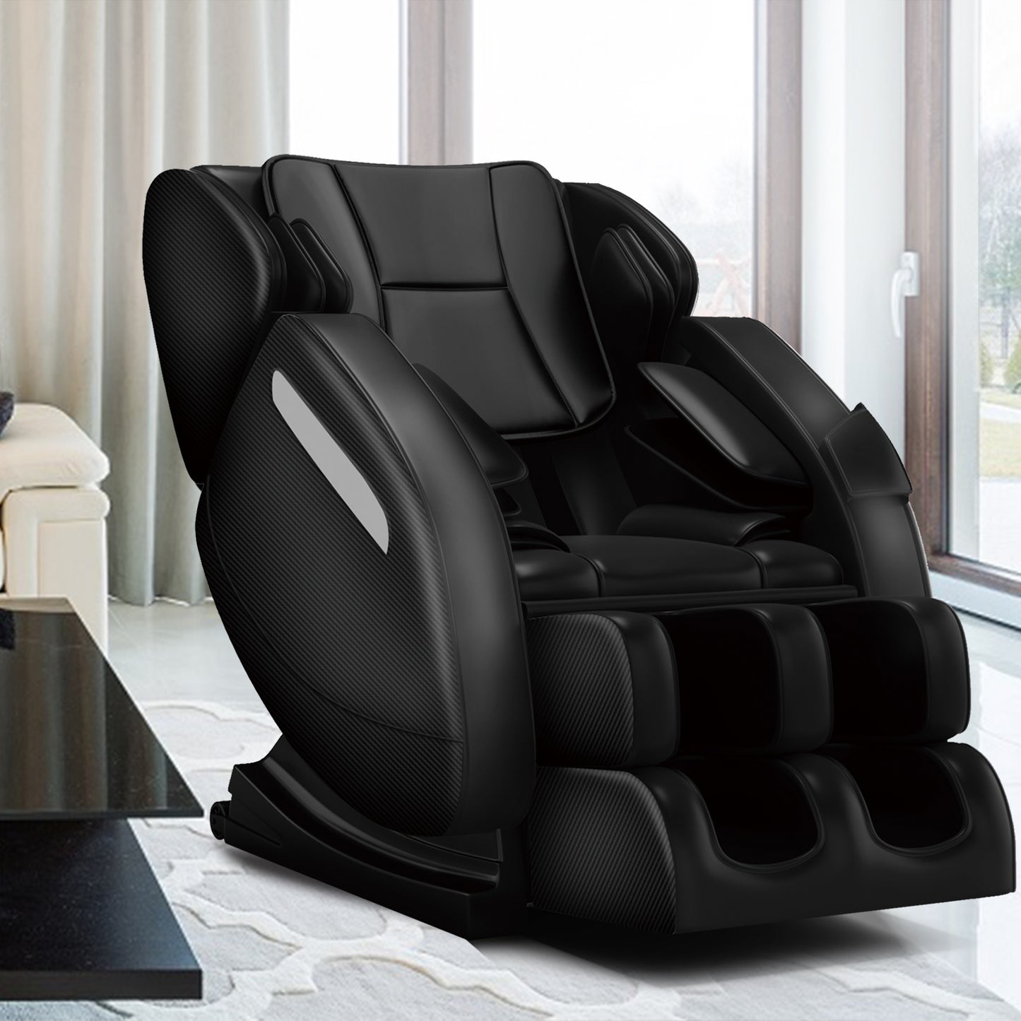 Massage Chair, Full Body Recliner with Zero Gravity Chair, Air Pressure, Bluetooth, Heat and Foot Roller Included, Black