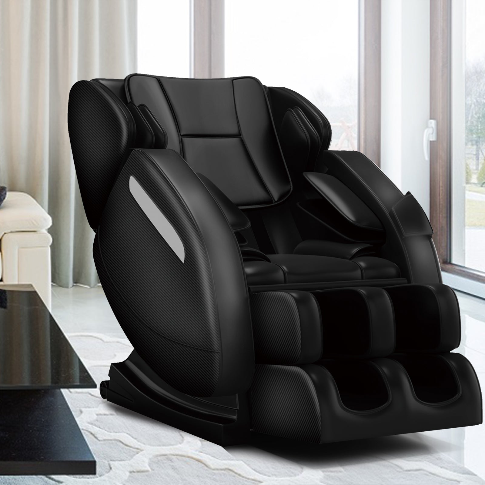 Massage Chair, Full Body Recliner with Zero Gravity Chair, Air Pressure, Bluetooth, Heat and Foot Roller Included, Black