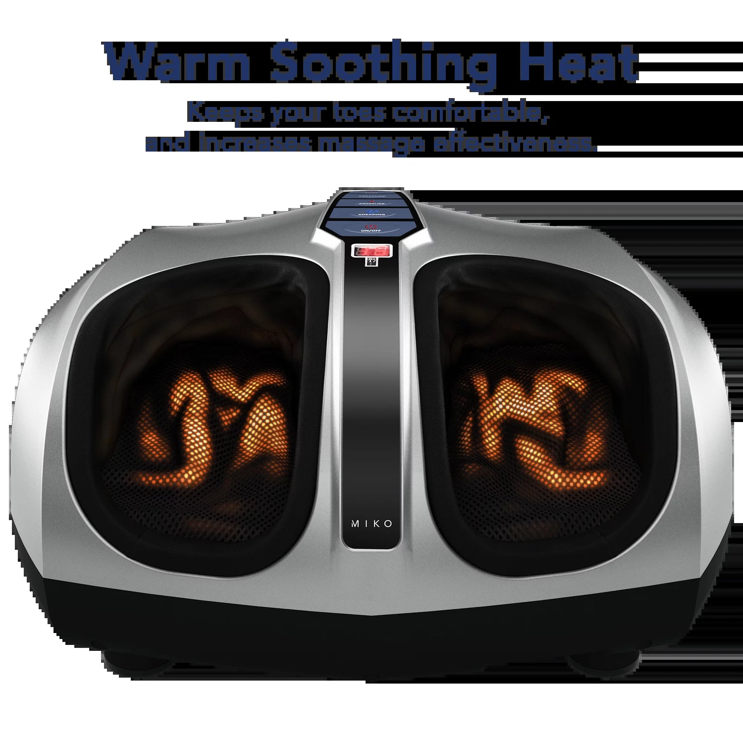 Shiatsu Foot Massager Machine Kneading and Rolling with Heat and Pressure Settings, Silver, Includes 2 Remotes