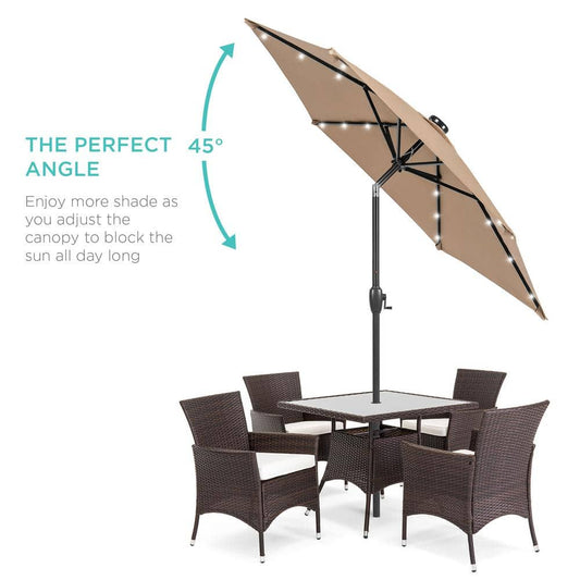 LED Solar Patio Umbrella Aluminum Outdoor Patio Outdoor Patio Umbrella 7.5 Ft 