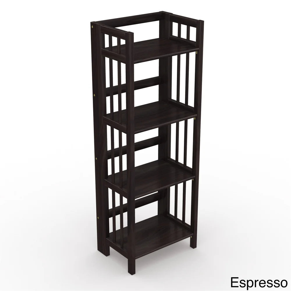 No Assembly Folding Four Shelf Bookcase (16 Inches Wide)