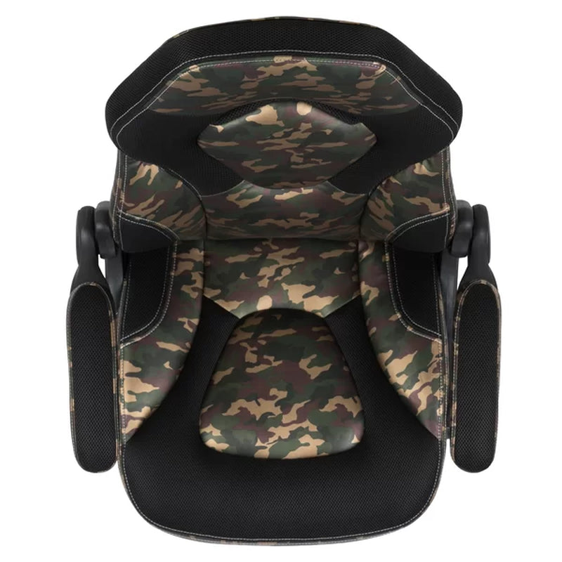 High Back Racing Style Ergonomic Gaming Chair with Flip-Up Arms, Black Leathersoft