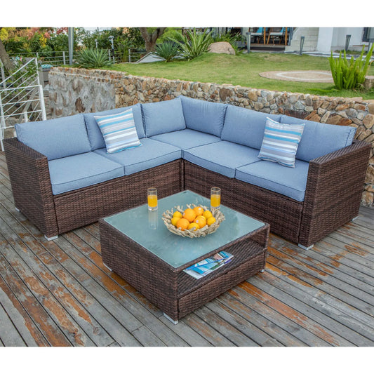 4-Piece Patio Outdoor Cushioned Wicker Sectional Sofa Set