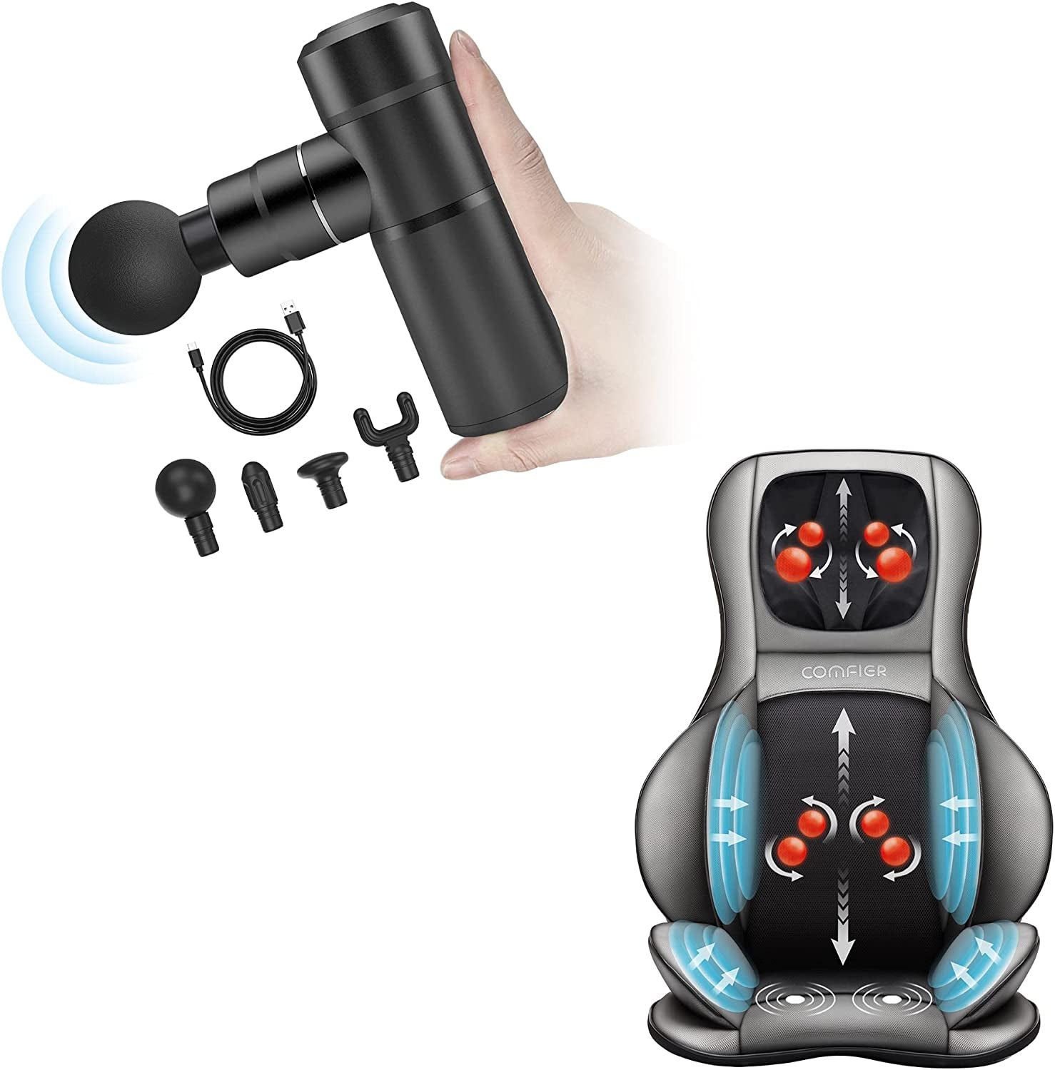 Mini Massage Gun, Deep Tissue Massager Gun,Usb Charging,Lightweight Portable Percussion Muscle Gun for Athletes,Gifts for Men,Women,Super Quiet Body Massage Gun for Neck,Back,Arm,Leg