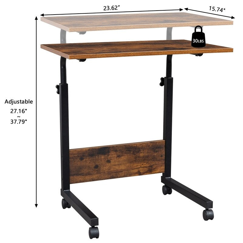 Height Adjustable Chipboard & Steel Side Table with Baffle