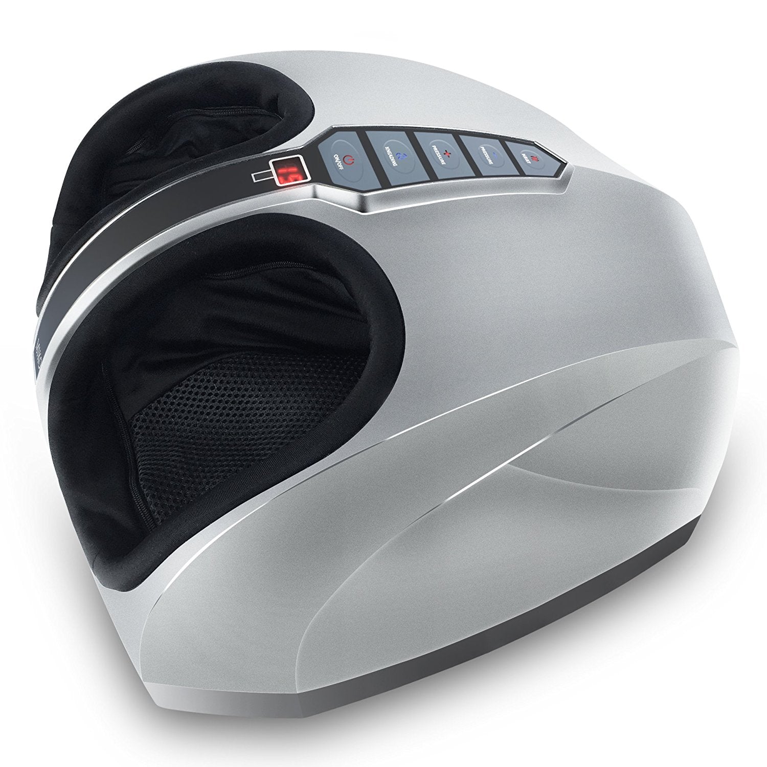 Shiatsu Foot Massager Machine Kneading and Rolling with Heat and Pressure Settings, Silver, Includes 2 Remotes