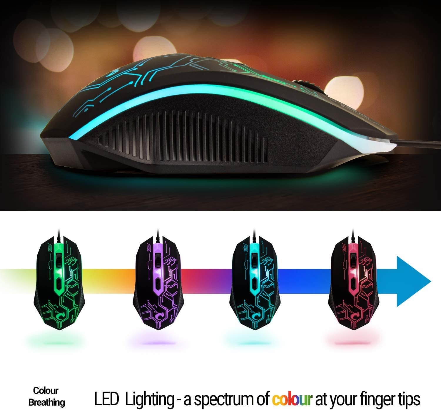 Gaming Keyboard and Mouse and Mouse Pad and Gaming Headset, Wired LED RGB Backlight Bundle for PC Gamers and Xbox and PS4 Users - 4 in 1 Edition Hornet RX-250