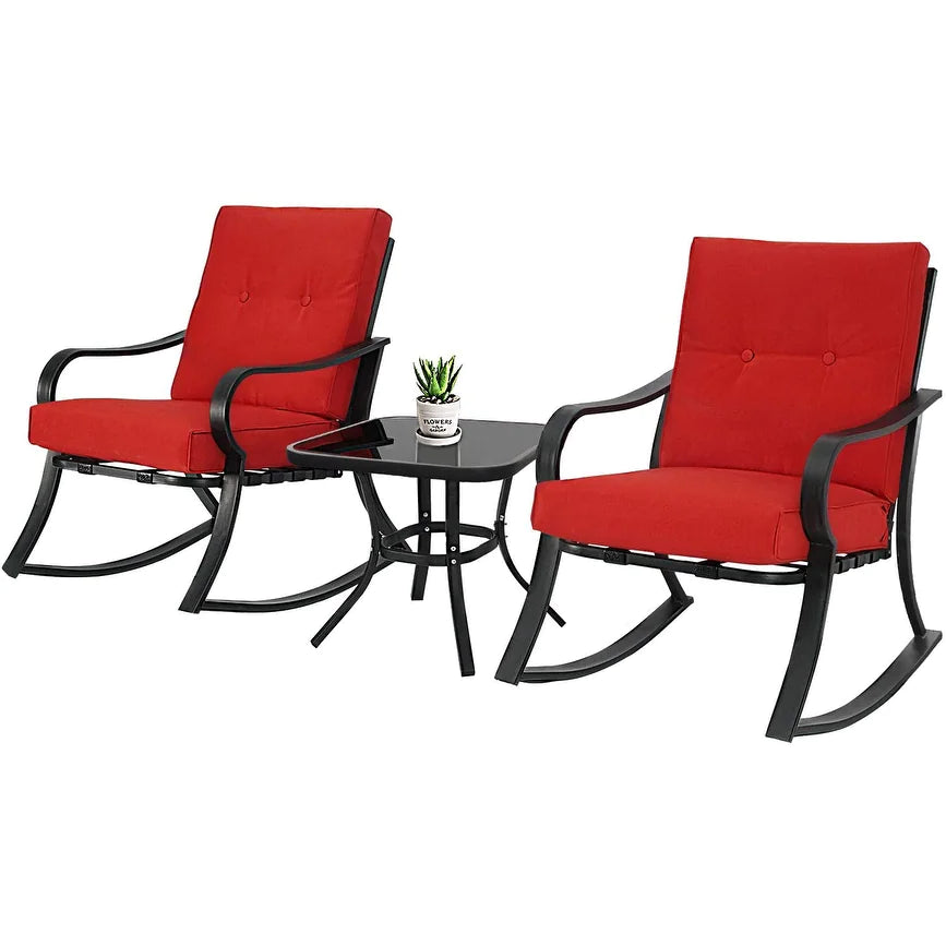 Metal Outdoor 3-Piece Rocking Bistro Set